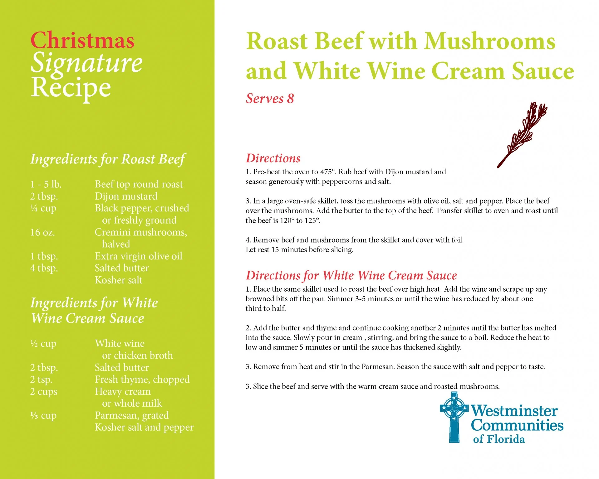 Christmas Signature Recipes ROAST BEEF