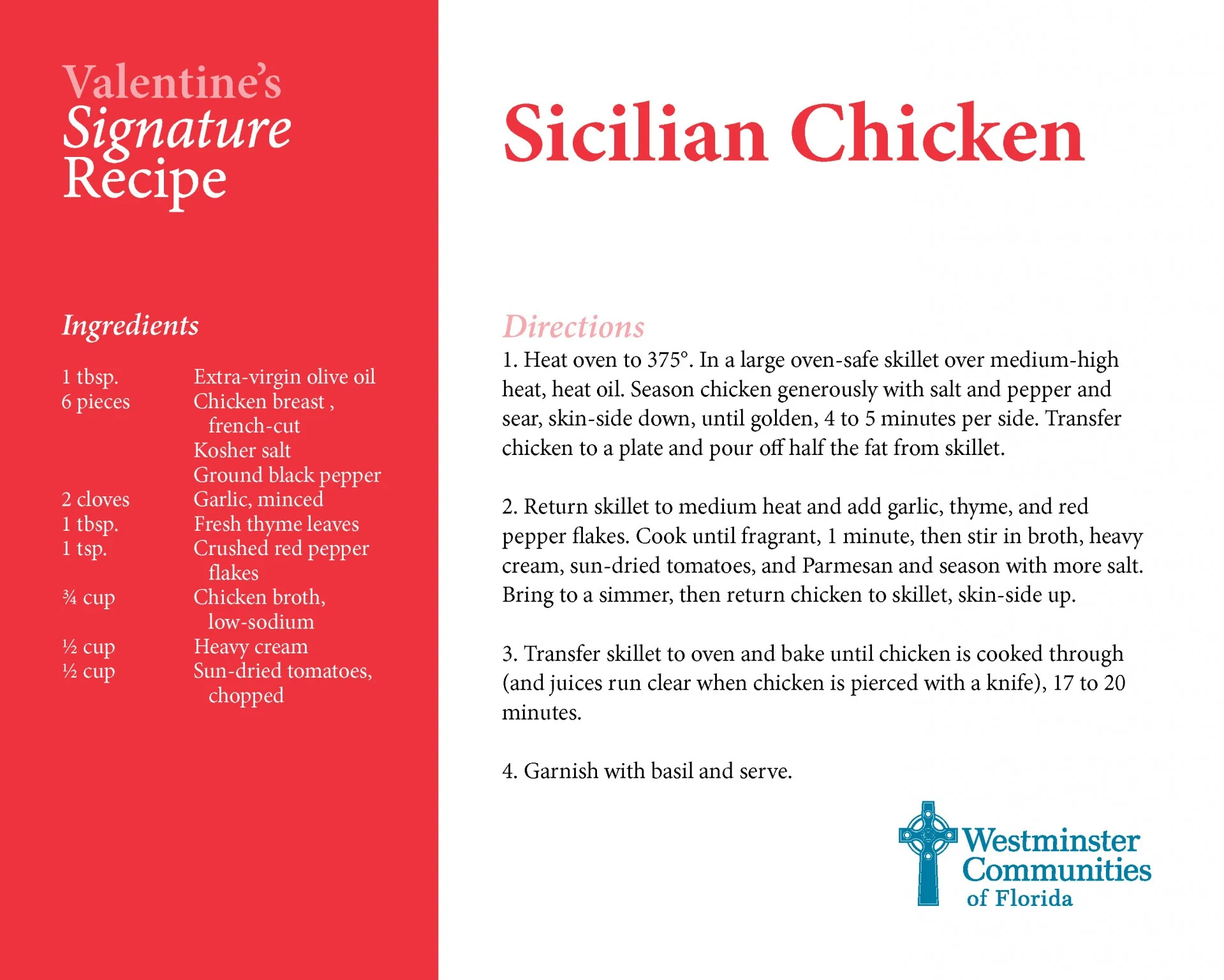 Valentine's Day Signature Recipes Chicken